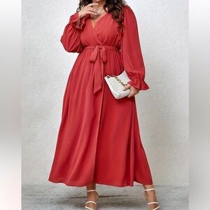 Plus size Red Wrap Dress